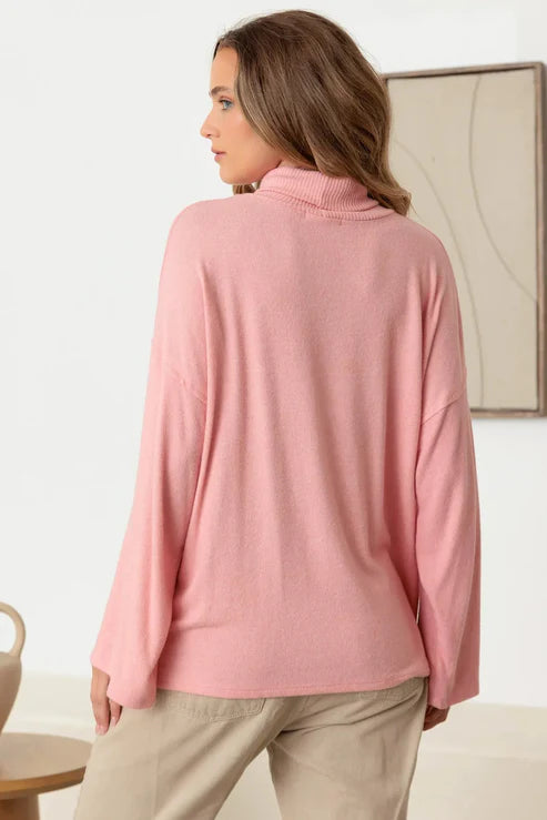 Cherish Turtle Neck Wide Long Sleeve Soft Touch Top