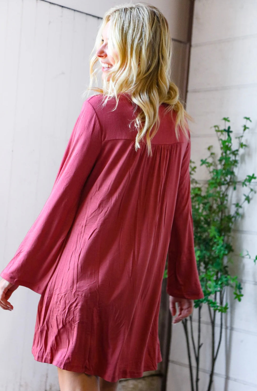 Beeson River - Marsala Surplice Dress