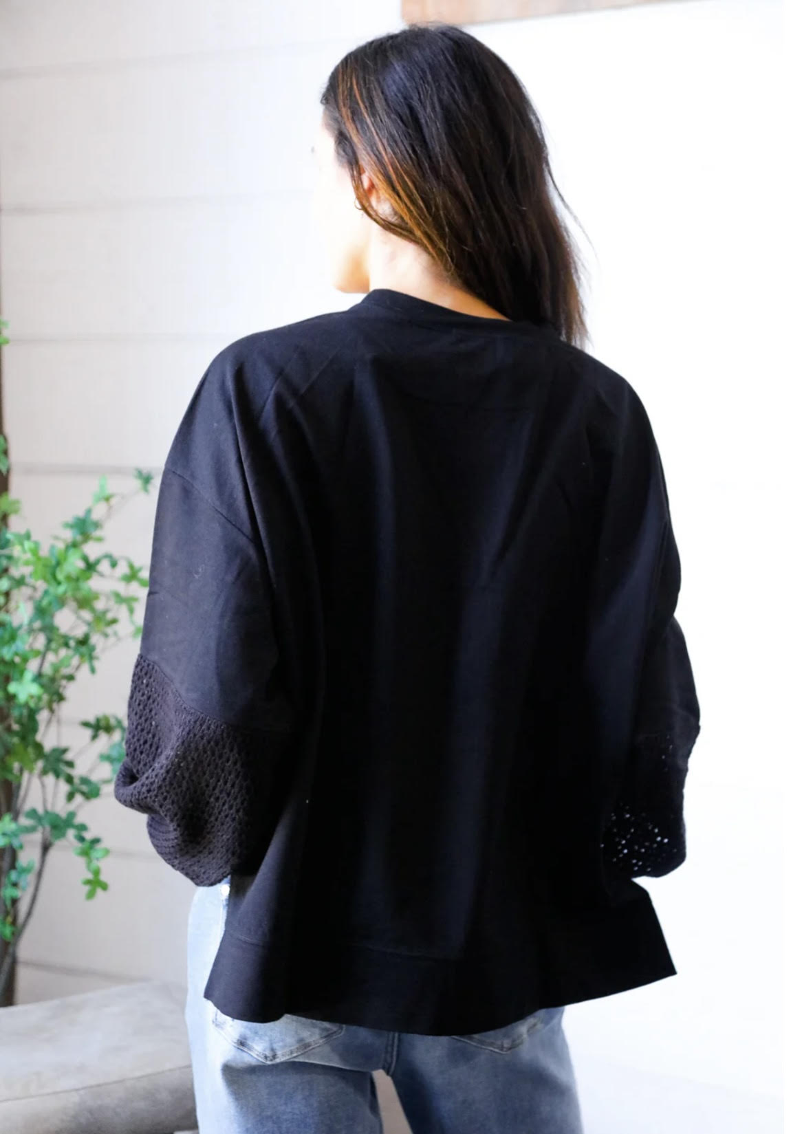 Hyped Unicorn – Black Netted Sleeve Sweater