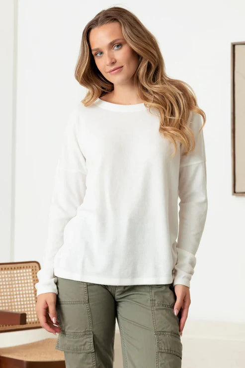 Cherish - Crew Neck Long Sleeve Soft Cozy Top