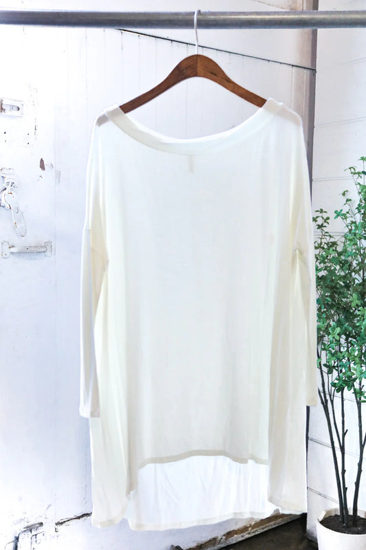 Ivory Oversized High Low Long Sleeve Tee