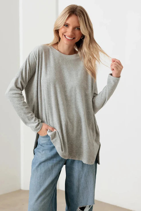 Cherish – Cotton Blend Velour Long Sleeve Sweatshirt