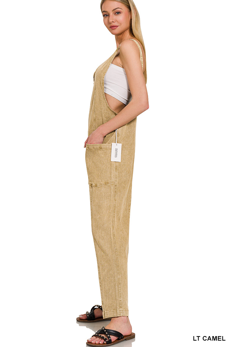 Zenana - Casual Adjustable Strap Baggy Jumpsuit With Pocket