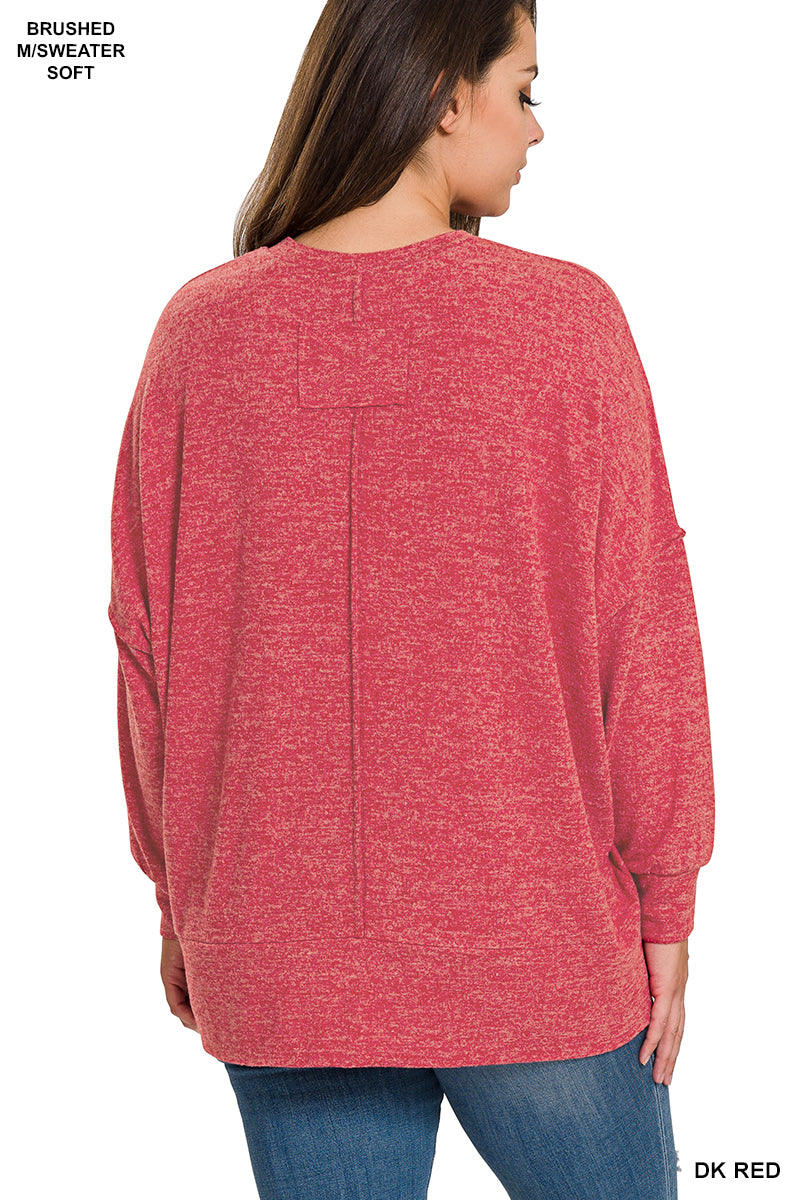 Zenana Plus Size Brushed Melange Hacci Oversized Sweater