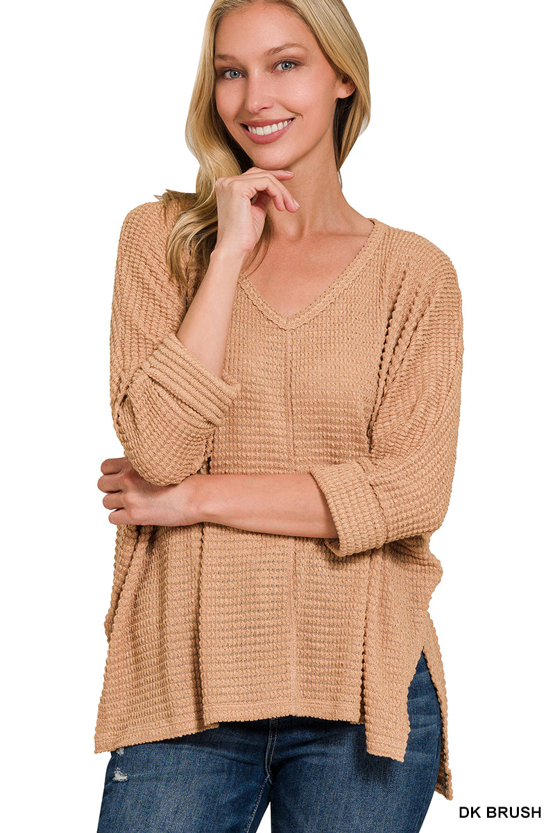 Zenana Jacquard Hi‑Low Sweater