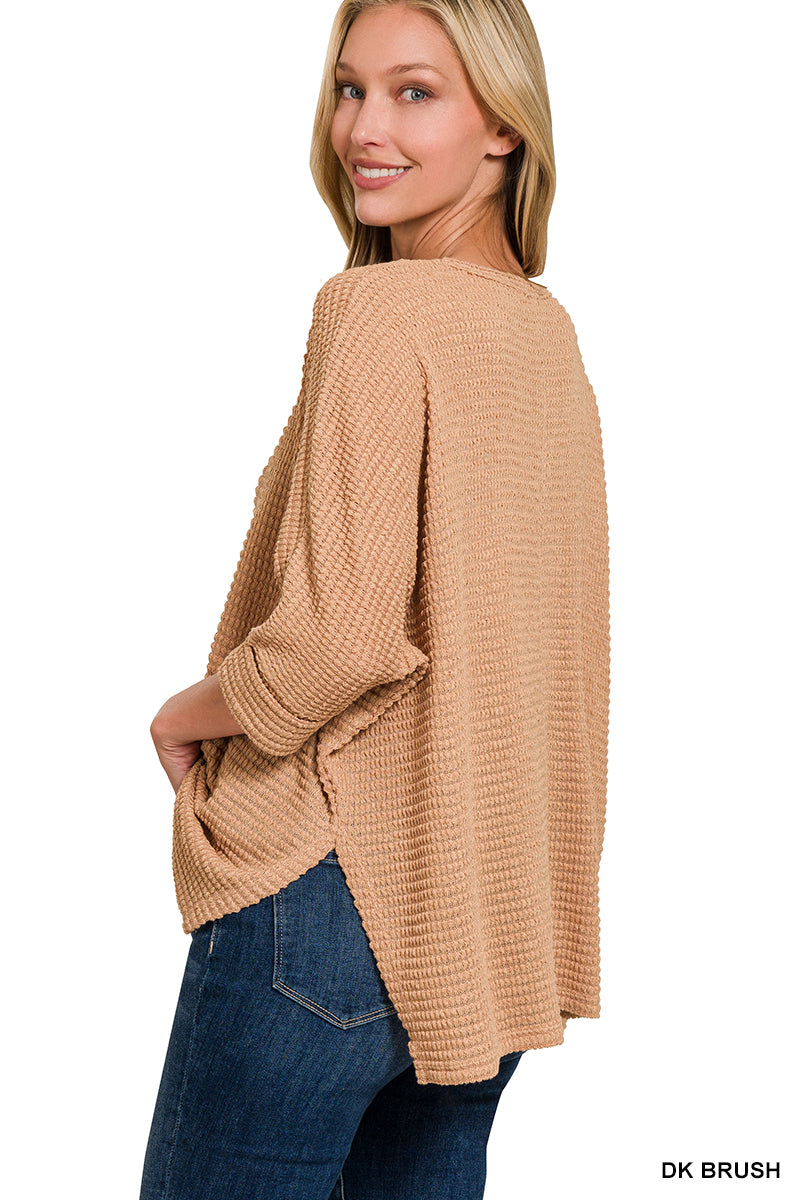 Zenana Jacquard Hi‑Low Sweater