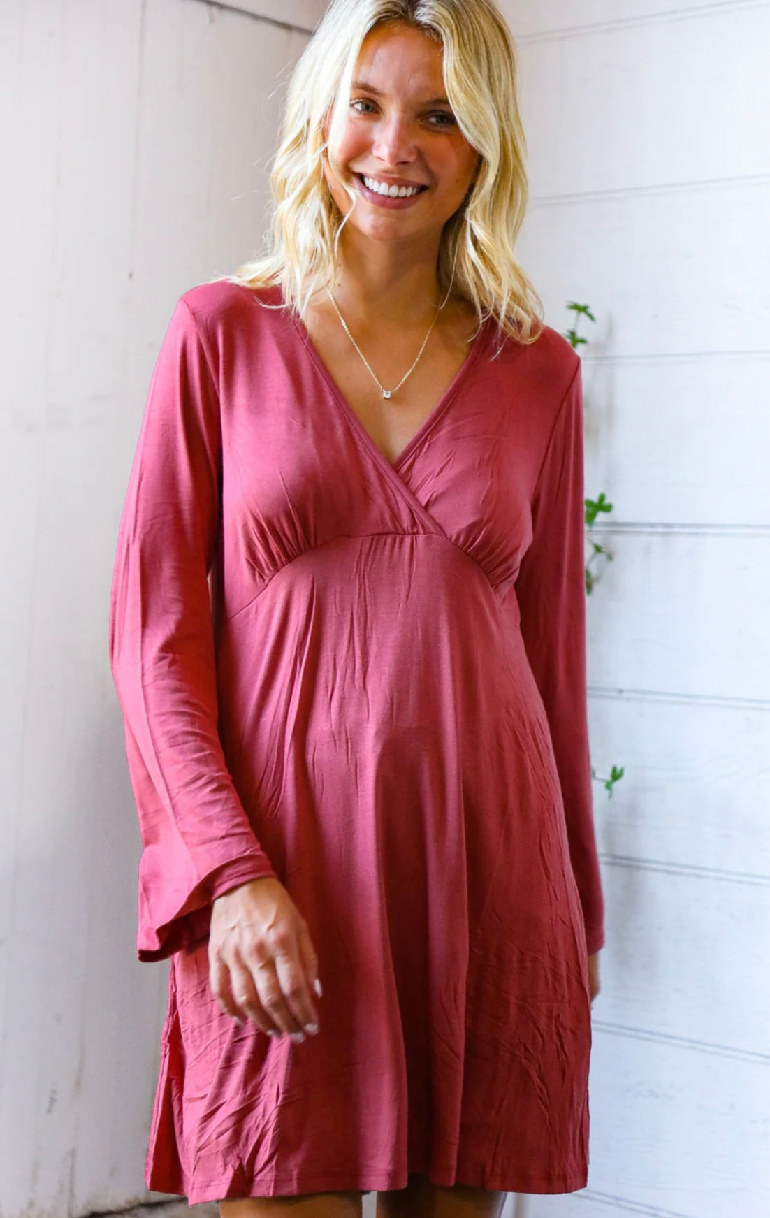 Beeson River - Marsala Surplice Dress