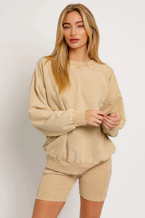Washed Oversized Basic Pullover Top By Le Lis