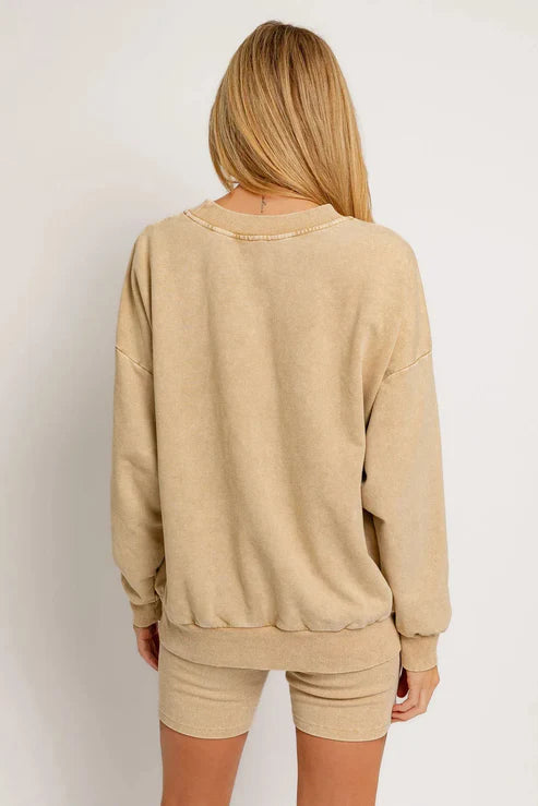 Washed Oversized Basic Pullover Top By Le Lis