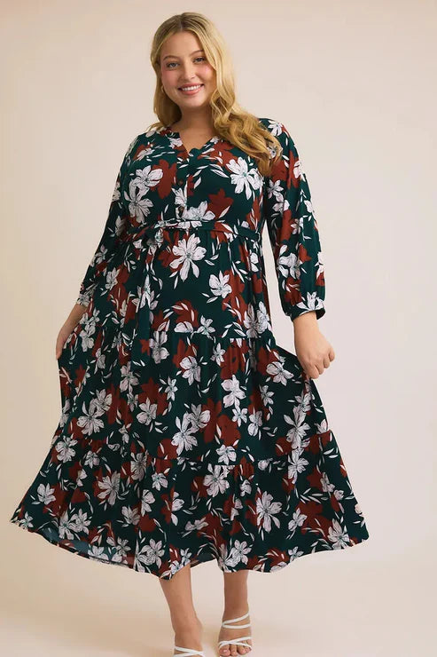 Gilli - Plus Size Ruffle Tiered Button Down Floral Maxi Dress