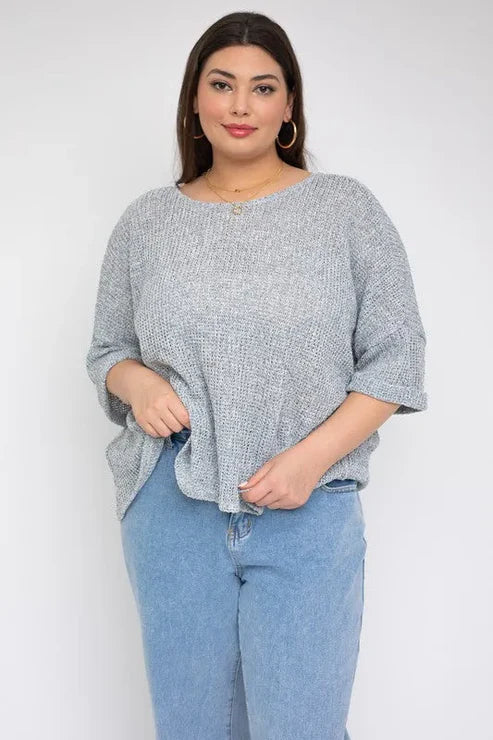 Gilli - Plus Size Back Ruched Drawstring Knitted Top