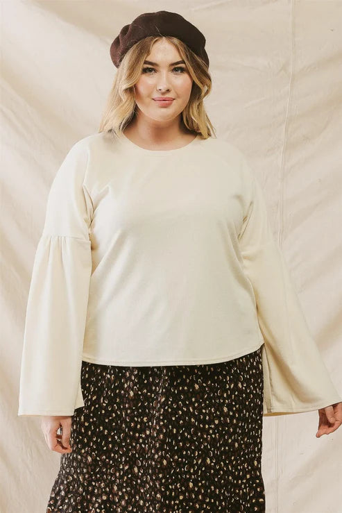 Very J Cream Bell Sleeve Top