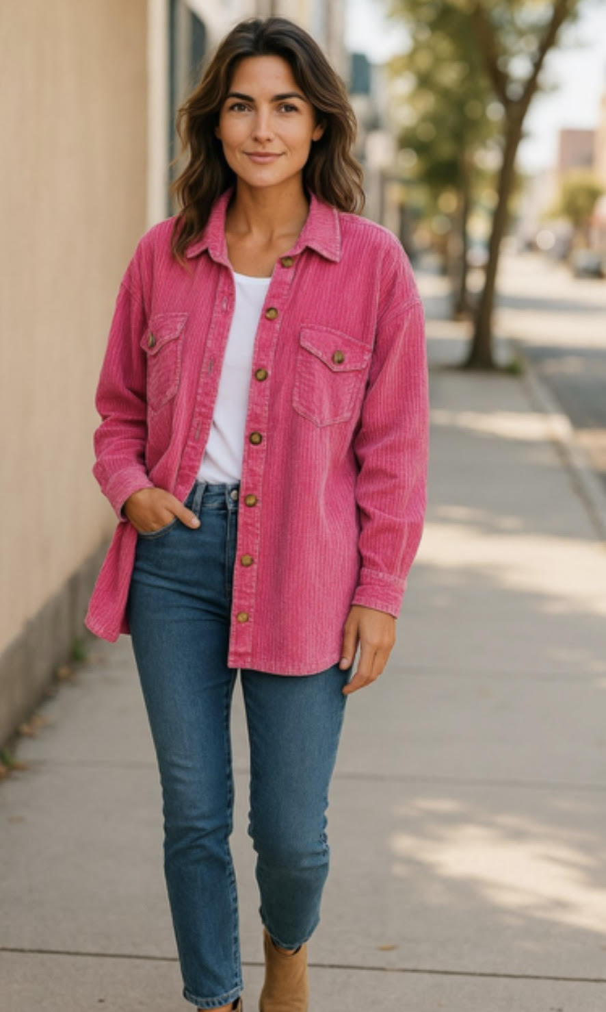 Zenana - Cotton Waffle Acid Wash Oversized Shacket