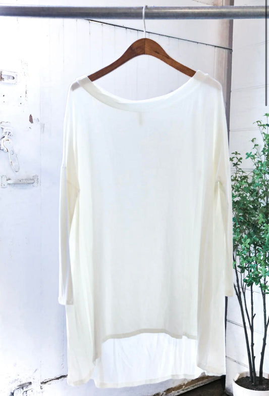 Beeson River - Ivory Oversized High Low Long Sleeve Tee