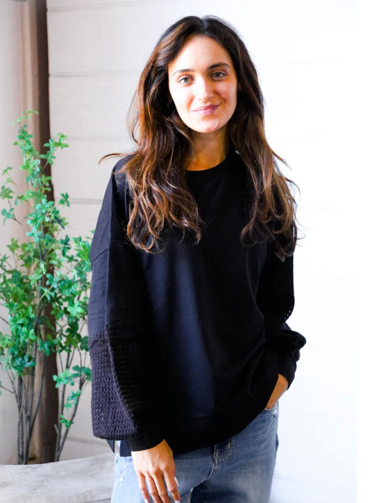 Hyped Unicorn – Black Netted Sleeve Sweater