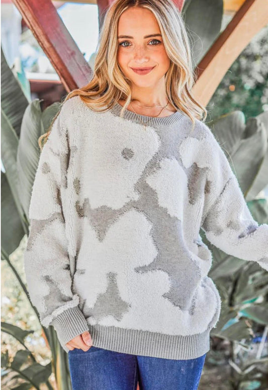 Los Angeles – Silver Cloud Ribbed Hem Sweater